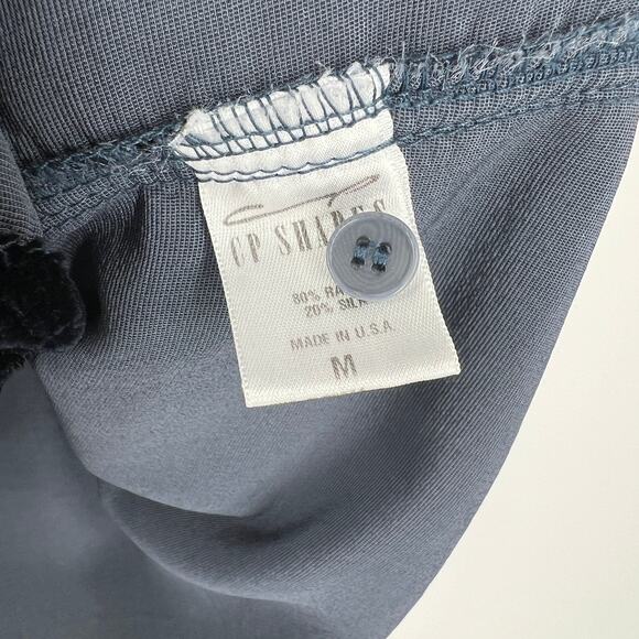CP Shades Blue Velvet Button-Down Silk Blend Shirt Women's Size M - Picture 4 of 5